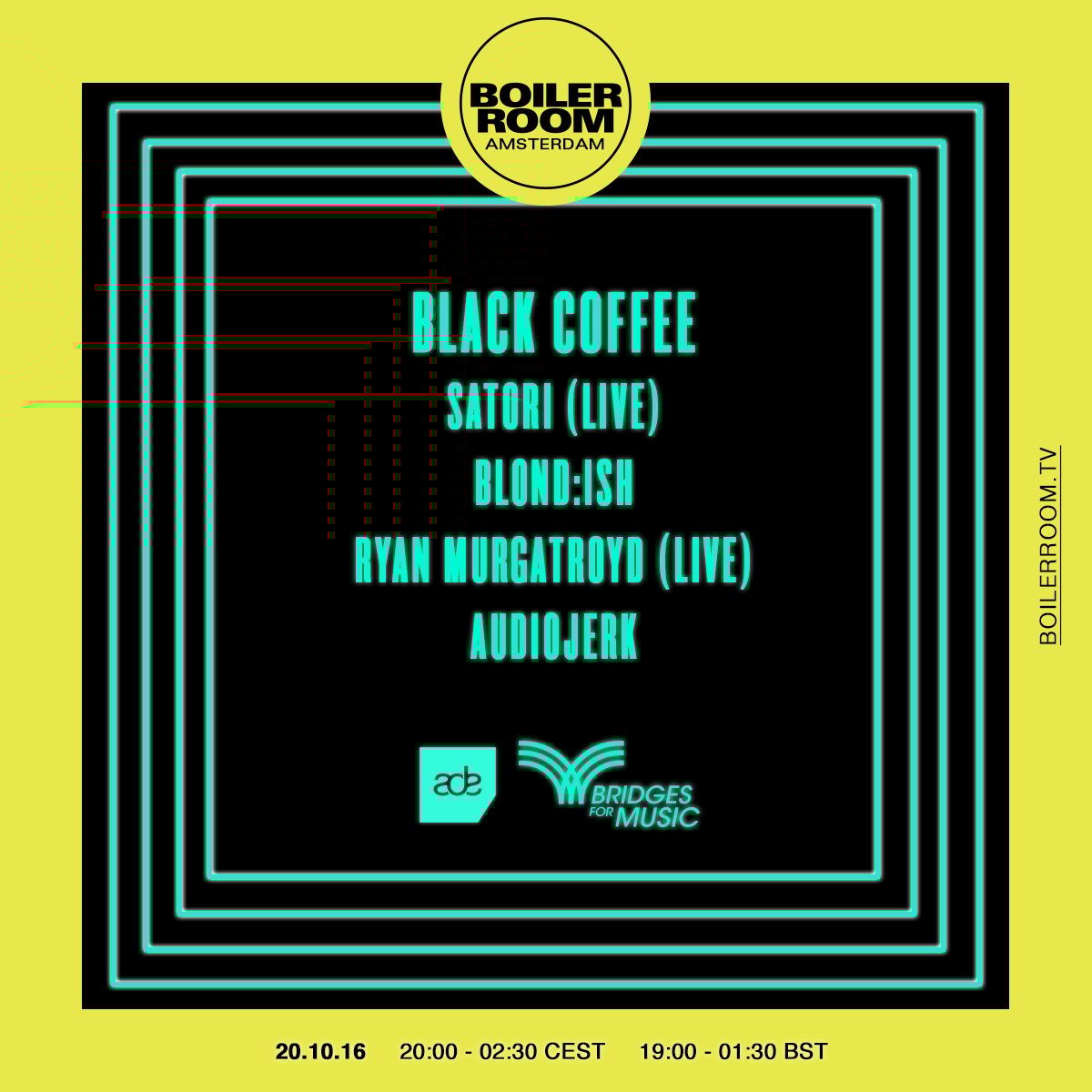 ADE x Bridges For Music: Black Coffee, Blond:ish, Ryan Murgatroyd (Live), Satori & AudioJerk flyer