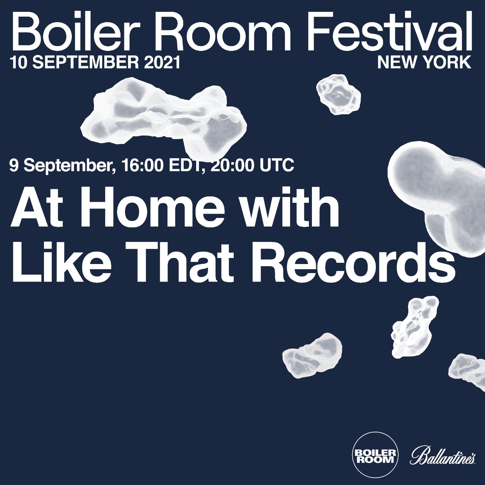 At home with Like That Records with Ballantine's flyer