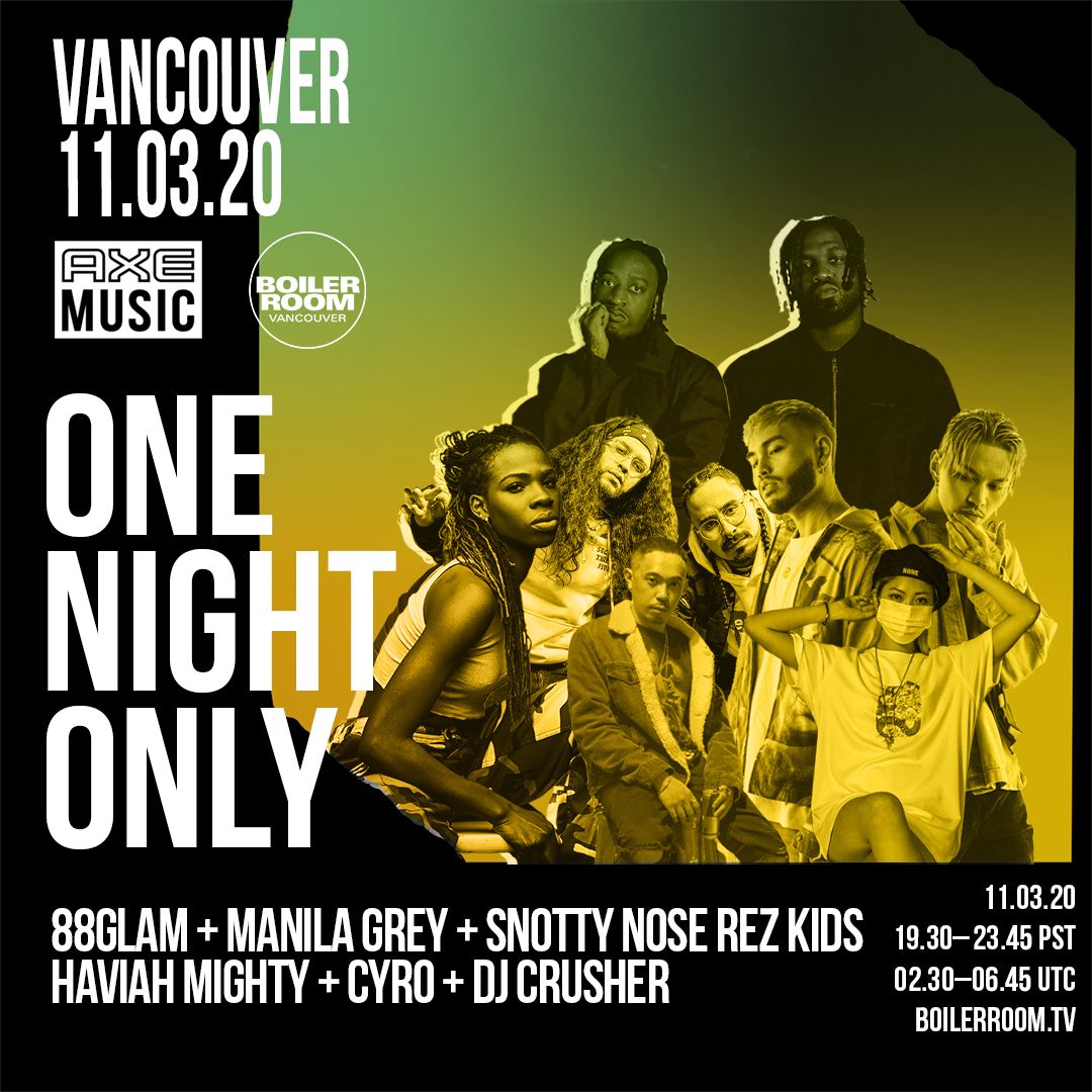 AXE MUSIC | ONE NIGHT ONLY VANCOUVER flyer