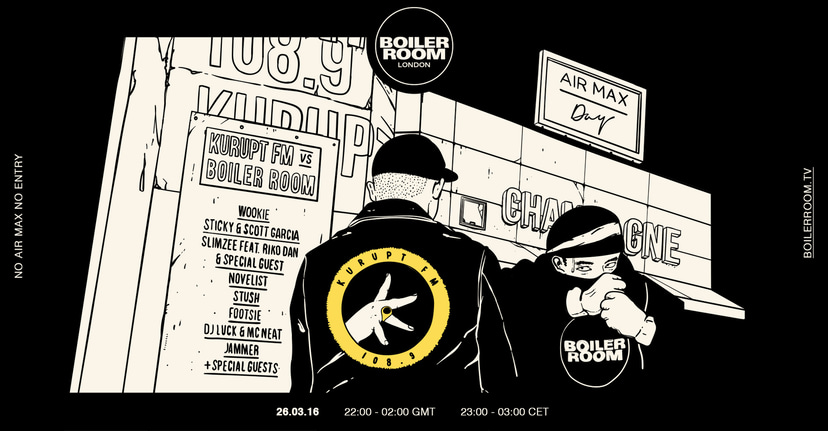 Flyer for event Boiler Room x Kurupt FM: Air Max Day.