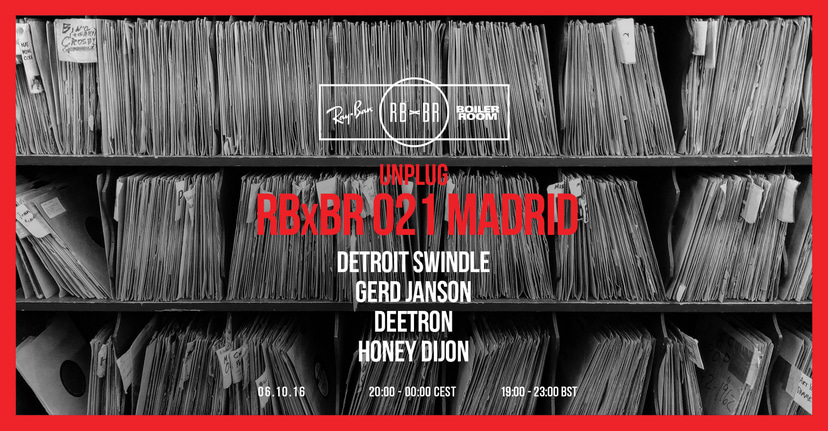 Flyer for event Ray-Ban x Boiler Room 021 Madrid #unplug.