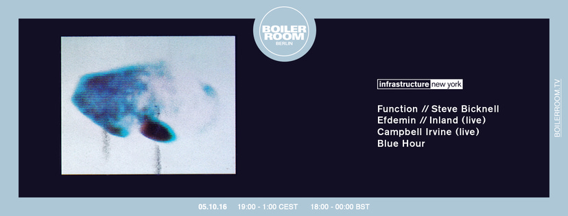 Flyer for event Infrastructure Boiler Room Berlin.