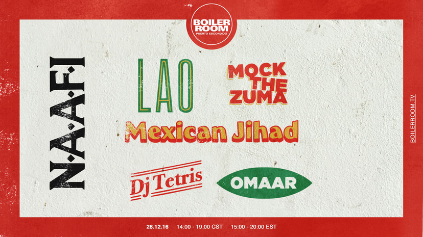Flyer for event NAAFI: Lao, Mexican Jihad, Mock The Zuma, DJ Tetris, & OMAAR.