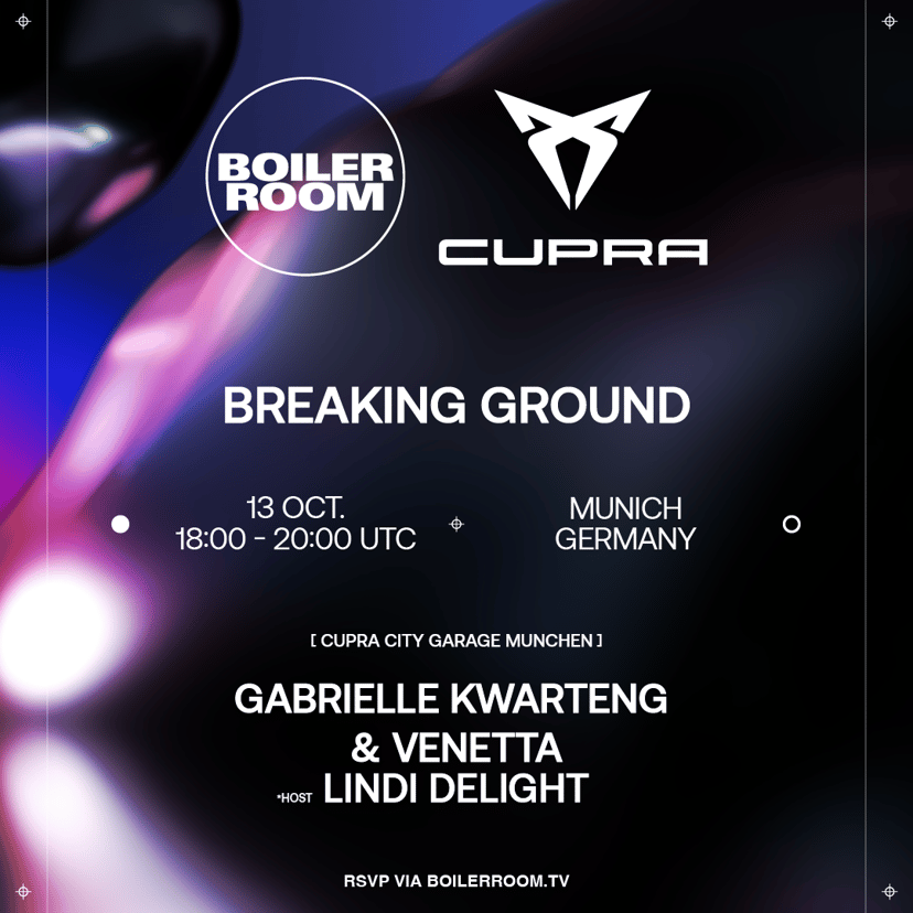 Flyer for event Boiler Room x Cupra: Breaking Ground.